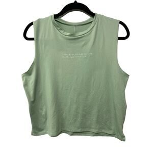 Lovers of Hyoumanity Sleeveless Graphic Crop Tank Top Green Med Simple Workout